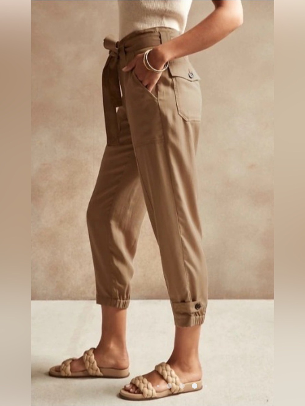 Banana Republic Tencel Utility Pants Tan Sz 18